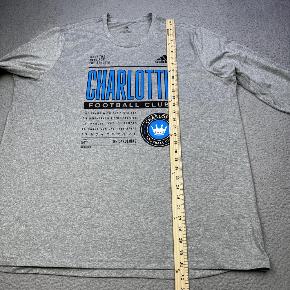Charlotte FC Shirt Tee Mens 2XL Gray MLS Soccer Adidas Long Sleeve AEROREADY - Picture 9 of 13
